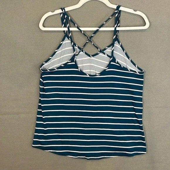 Papermoon Strappy Striped Teal White Loose Fit Tank Top Women Size Small - Picture 5 of 7
